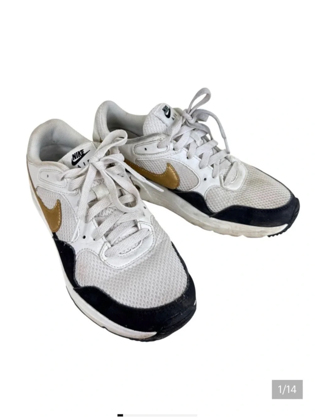 Nike Air‎ Max SE Trainer White Black Gold DV-6842-001 Sneakers 7.5